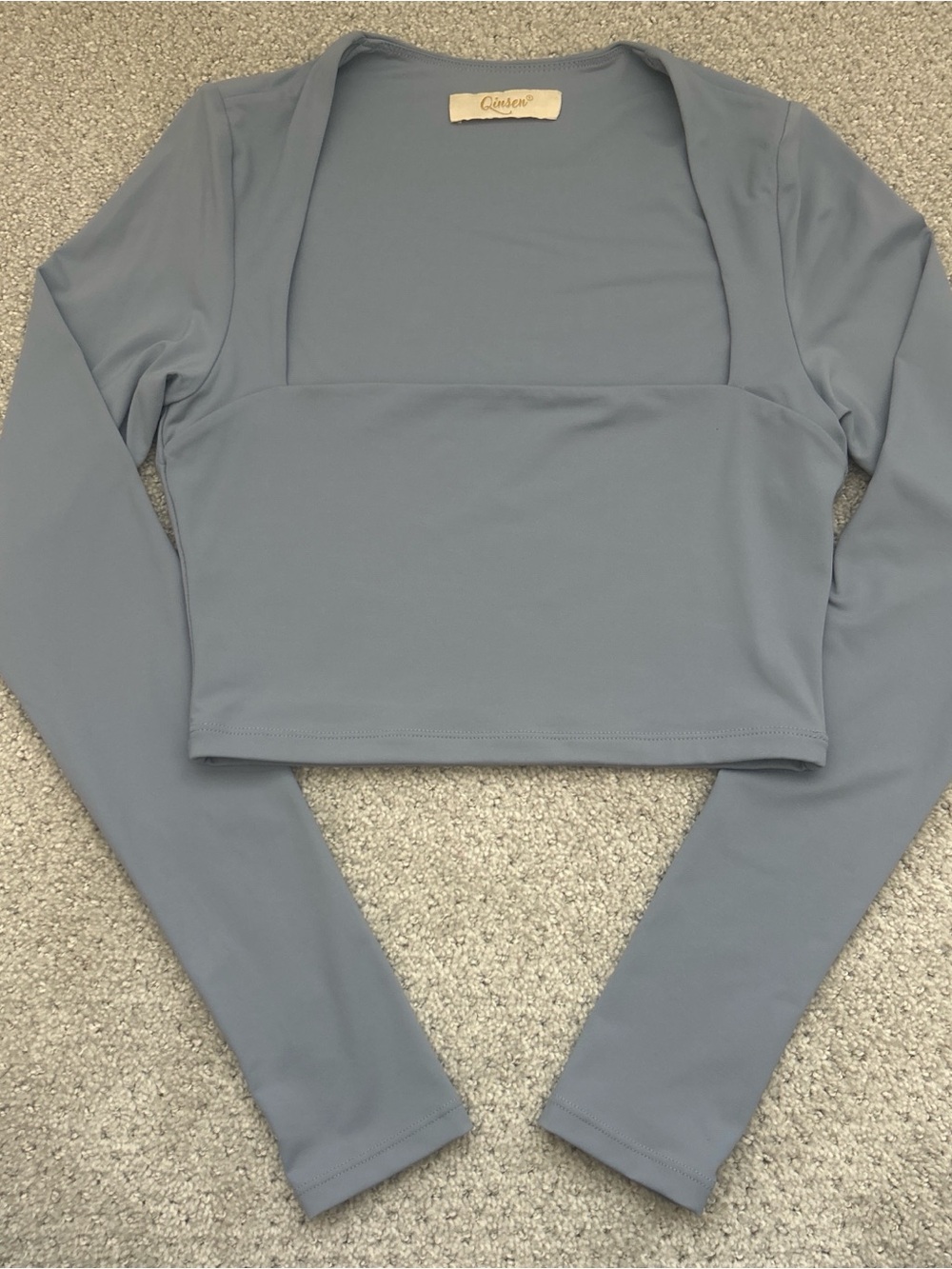 Square-Neck Long Sleeve Crop Top